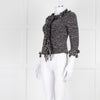 St John Black White Knit Frill Trim Jacket
