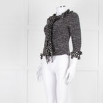 St John Black White Knit Frill Trim Jacket