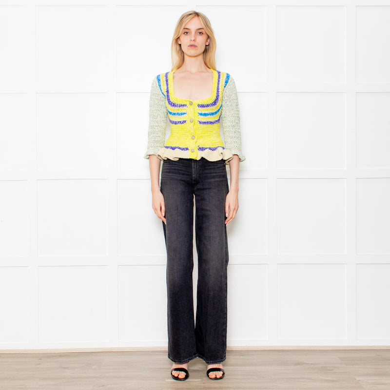 Ganni Crochet Cotton Blend Belted Cardigan