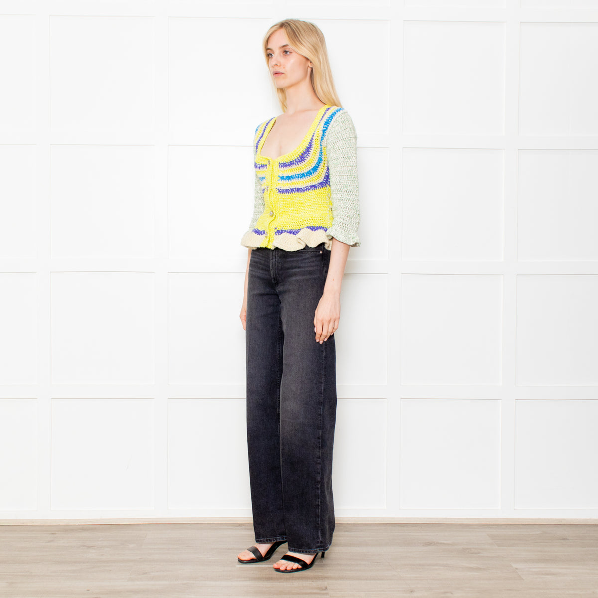 Ganni Crochet Cotton Blend Belted Cardigan