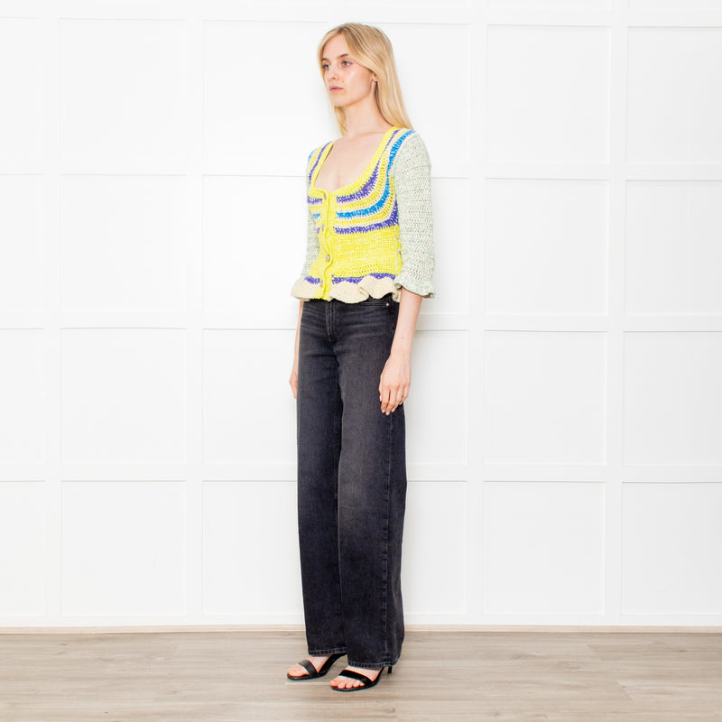 Ganni Crochet Cotton Blend Belted Cardigan