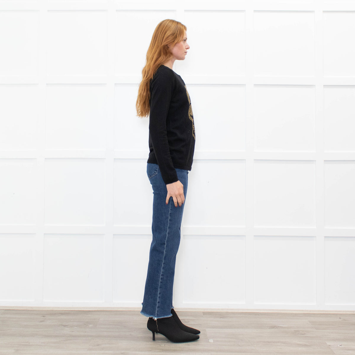 Zadig & Voltaire Black Gold Diamante Skull Fine Cashmere Knit Jumper