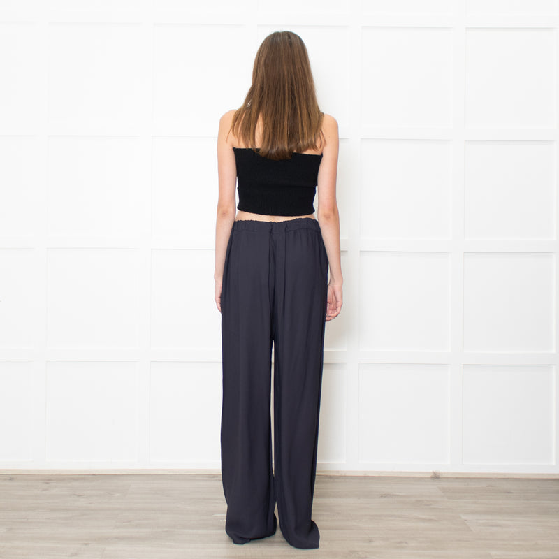 Fabiana Filippi Navy Drawstring Silky Trousers