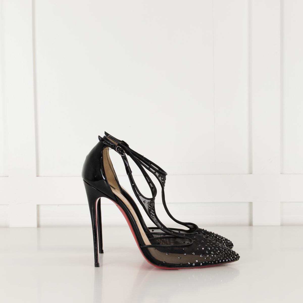Christian Louboutin Mesh Crystal Pointed Toe Heels