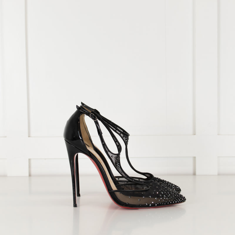 Christian Louboutin Mesh Crystal Pointed Toe Heels