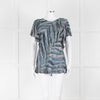 Iro Multicolour Silk Mix Shorlt Sleeve Top With Fringe Detail