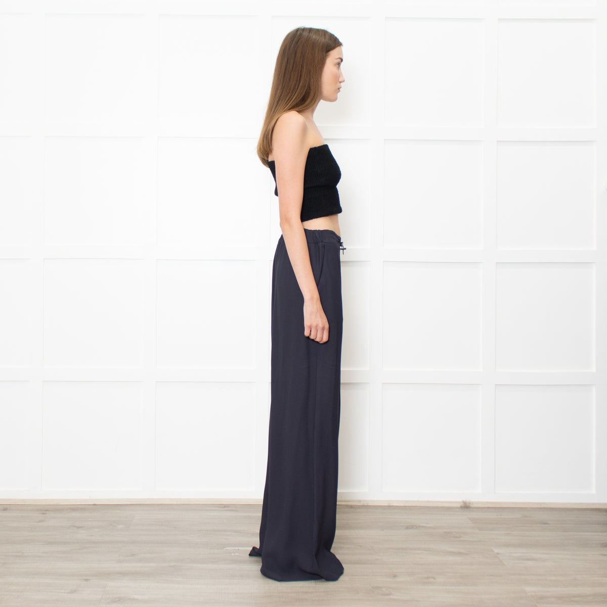 Fabiana Filippi Navy Drawstring Silky Trousers