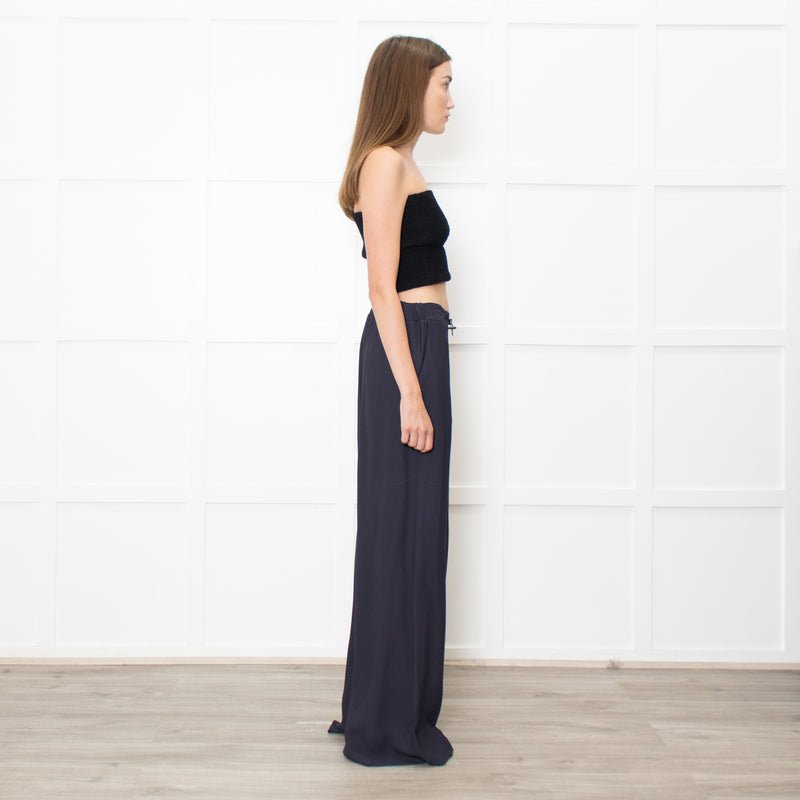 Fabiana Filippi Navy Drawstring Silky Trousers