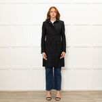 Elisabetta Franchi Black Coat With Zip Front And Patch Pockets