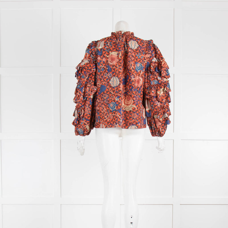 Ulla Johnson Pippa Blouse Red Hibiscus Print