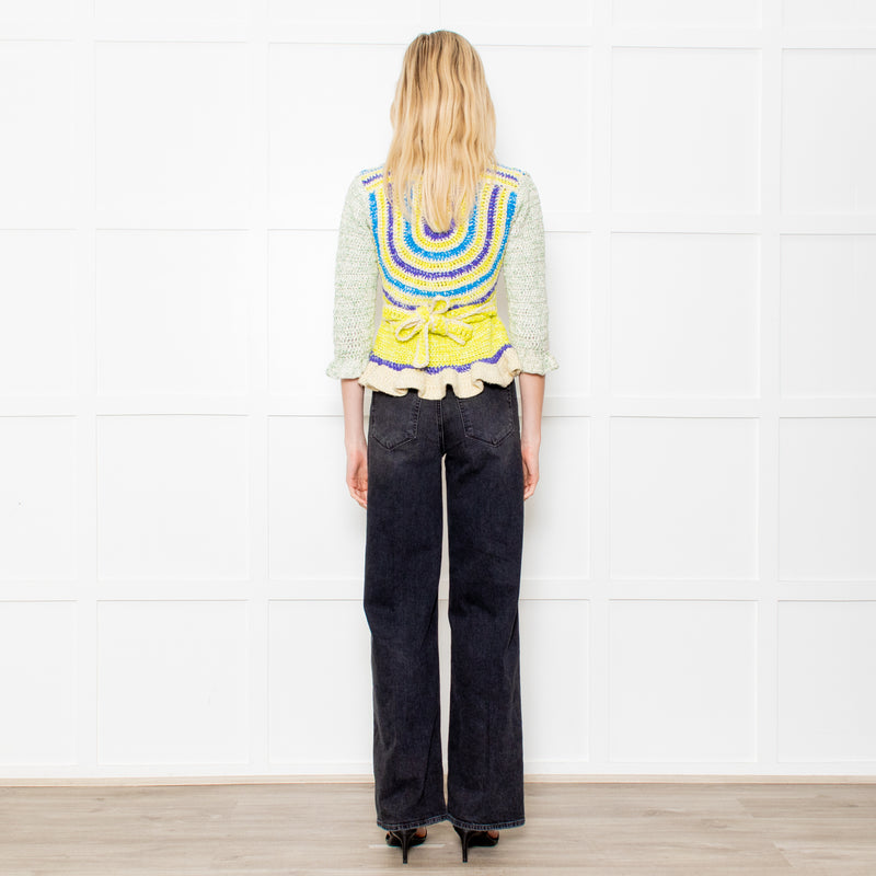 Ganni Crochet Cotton Blend Belted Cardigan