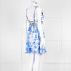 Camilla White Blue Linen V Neck Cut out Embellished Mini Dress
