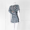 Iro Multicolour Silk Mix Shorlt Sleeve Top With Fringe Detail