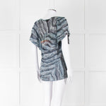 Iro Multicolour Silk Mix Shorlt Sleeve Top With Fringe Detail