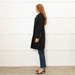 Elisabetta Franchi Black Coat With Zip Front And Patch Pockets