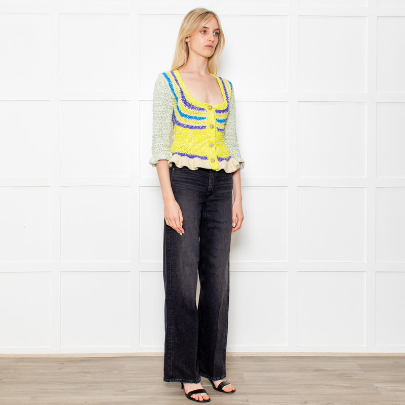 Ganni Crochet Cotton Blend Belted Cardigan