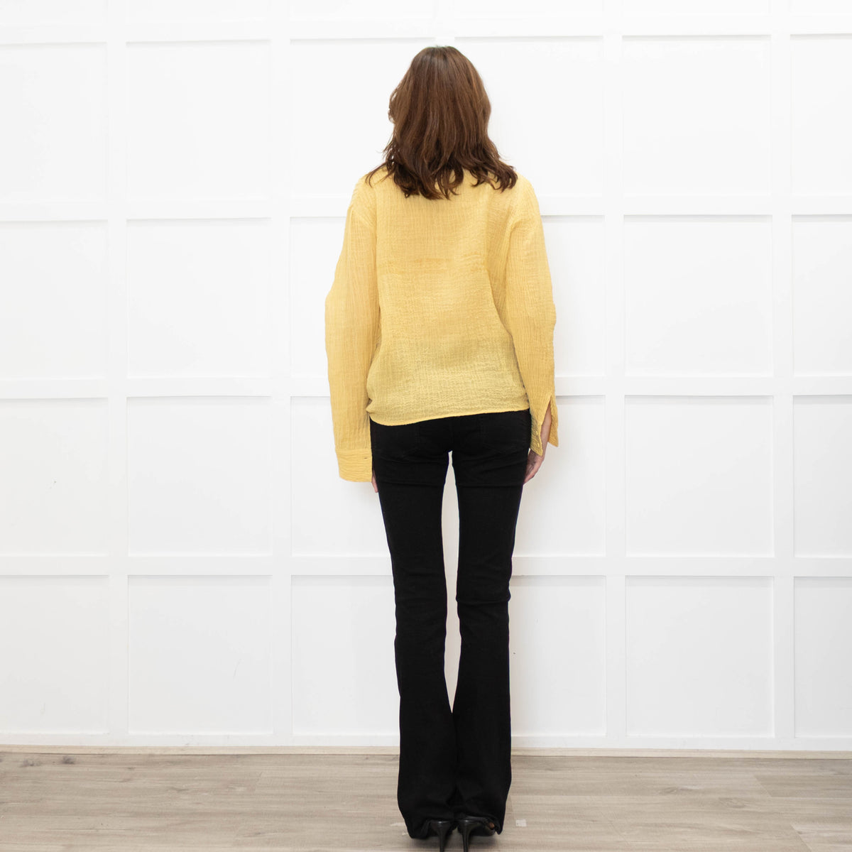 Adolfo Dominguez Yellow Crinkle Wrap Shirt