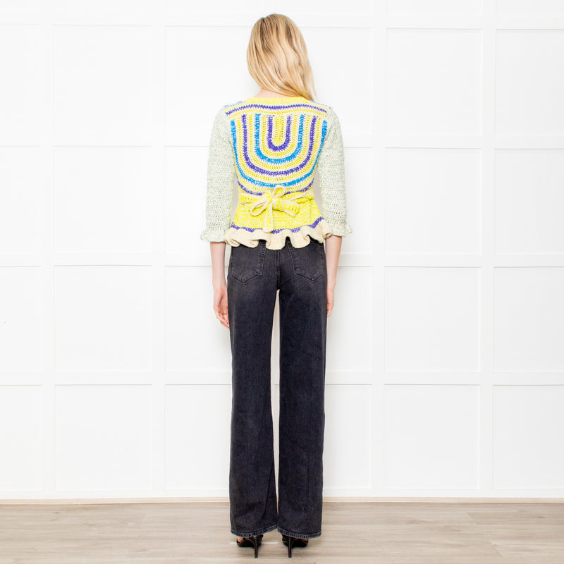 Ganni Crochet Cotton Blend Belted Cardigan