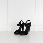 Gucci Black Suede Platform Shoes with Faceted Heels