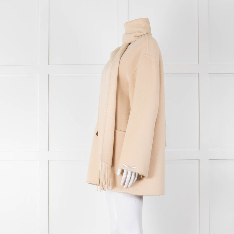 Marella Cream Wool Mix Coat With Matching Scarf