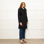 Elisabetta Franchi Black Coat With Zip Front And Patch Pockets