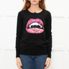 Markus Lupfer Black Pink White Lips Sequins Merino Wool Jumper