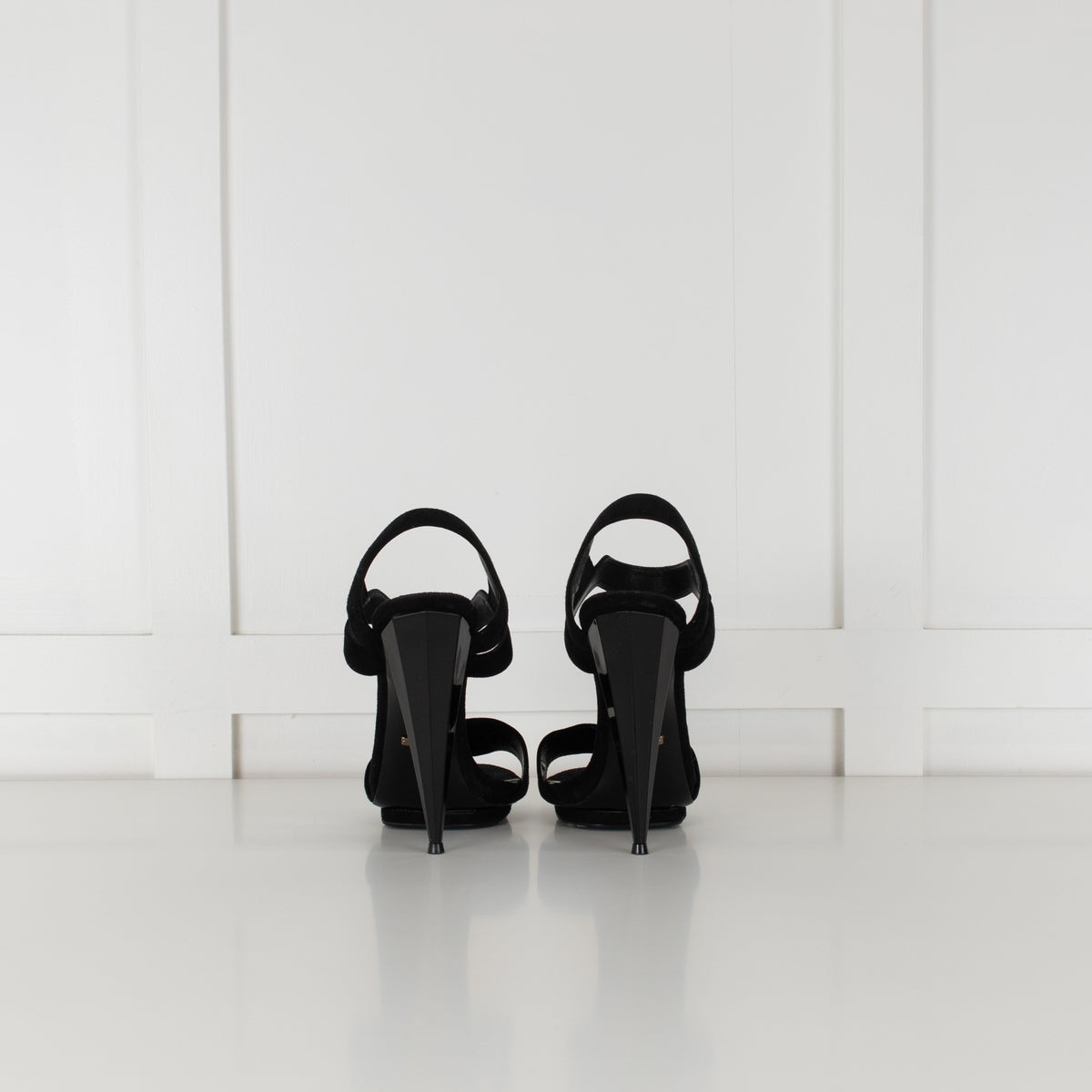 Gucci Black Suede Platform Shoes with Faceted Heels