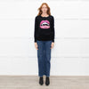Markus Lupfer Black Pink White Lips Sequins Merino Wool Jumper