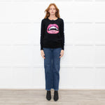 Markus Lupfer Black Pink White Lips Sequins Merino Wool Jumper