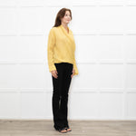 Adolfo Dominguez Yellow Crinkle Wrap Shirt