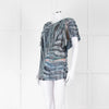 Iro Multicolour Silk Mix Shorlt Sleeve Top With Fringe Detail