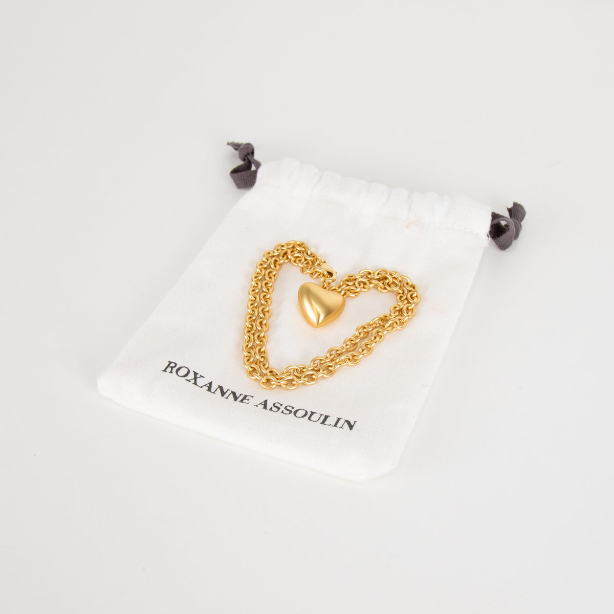 Roxanne Assoulin Gold Chunky Matte Heart Necklace