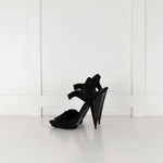 Gucci Black Suede Platform Shoes with Faceted Heels