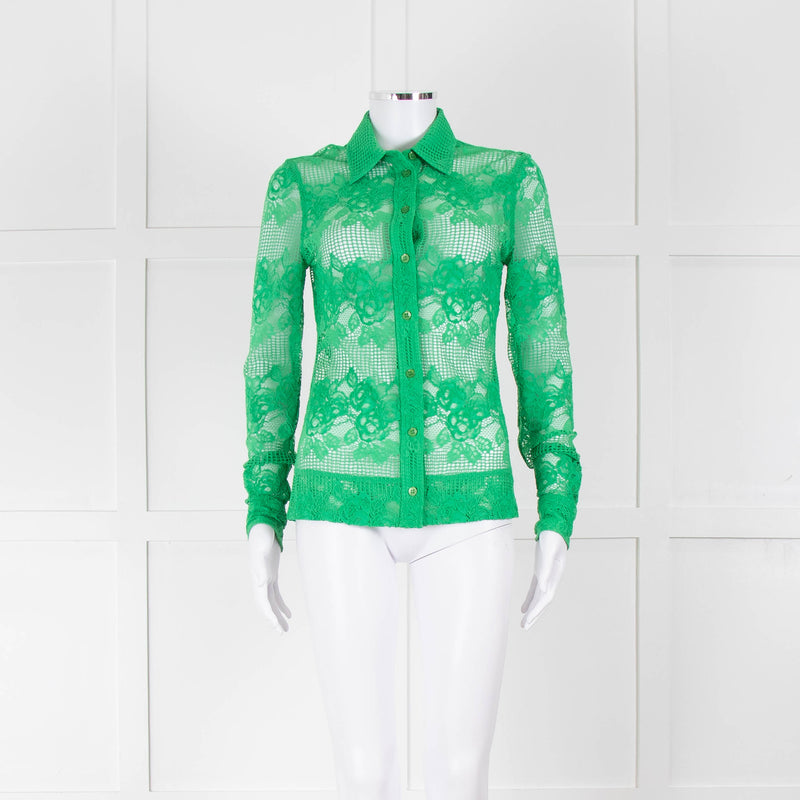Ganni Bright Green Lace Shirt