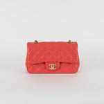 Chanel Mini Classic in Coral Lambskin and Brushed Gold Hardware