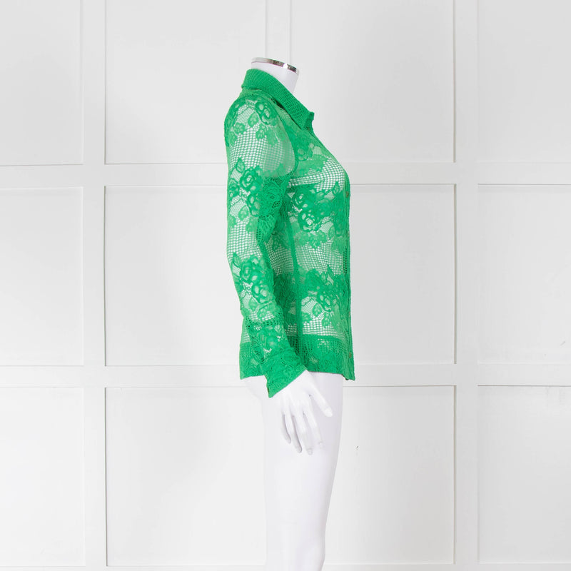 Ganni Bright Green Lace Shirt