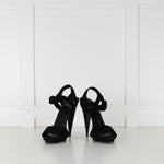 Gucci Black Suede Platform Shoes with Faceted Heels
