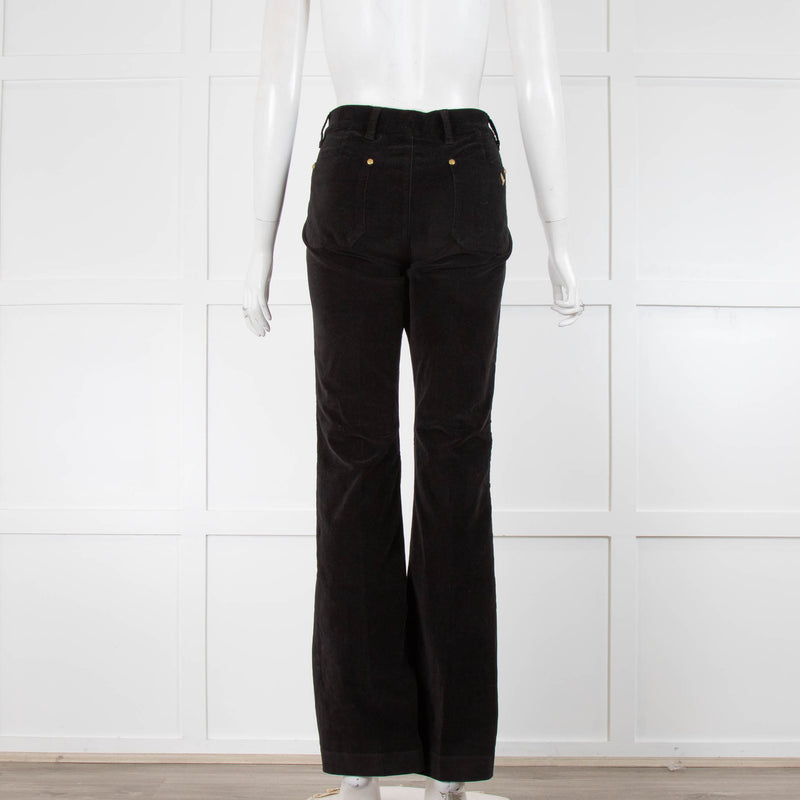 MiH Black Velvet Flared Jeans