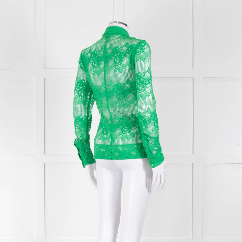 Ganni Bright Green Lace Shirt