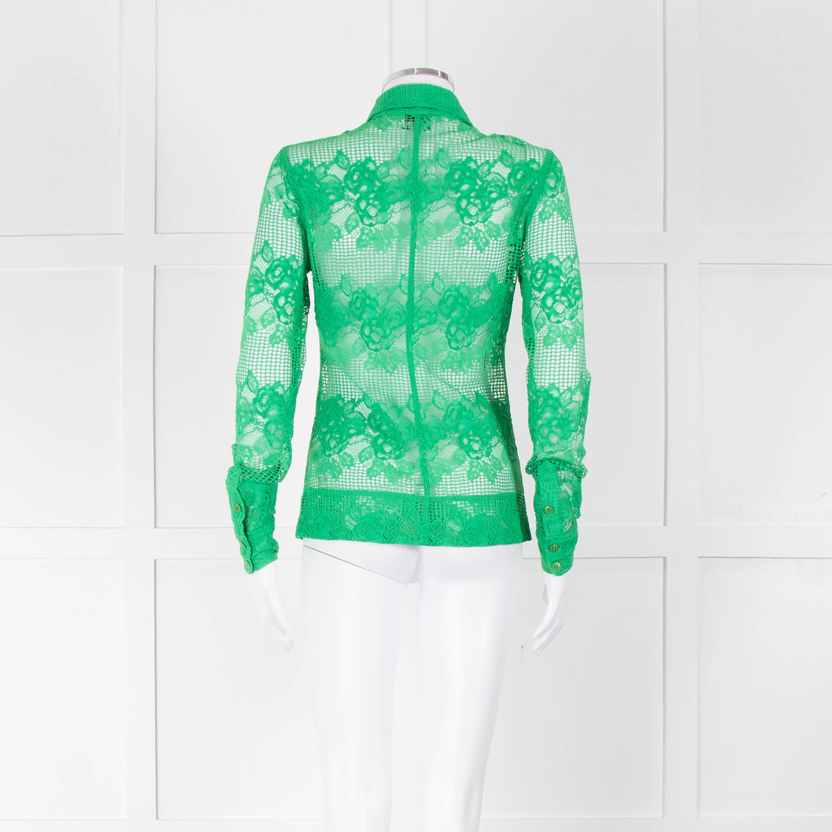 Ganni Bright Green Lace Shirt
