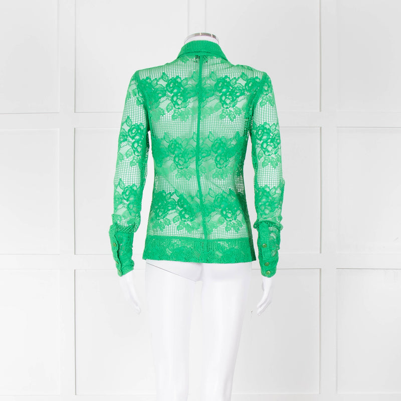 Ganni Bright Green Lace Shirt