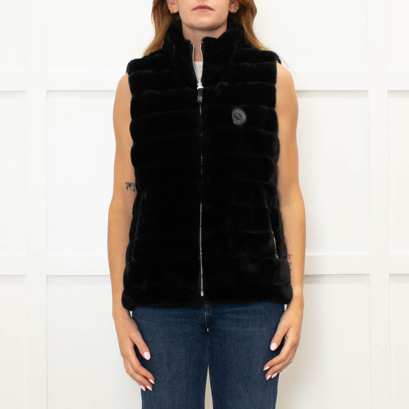 Chervo Black Ivince 999 Faux Fur Quilted Reversible Gilet