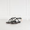 Alexander McQueen Black Skull Leather T- Strap Sandal