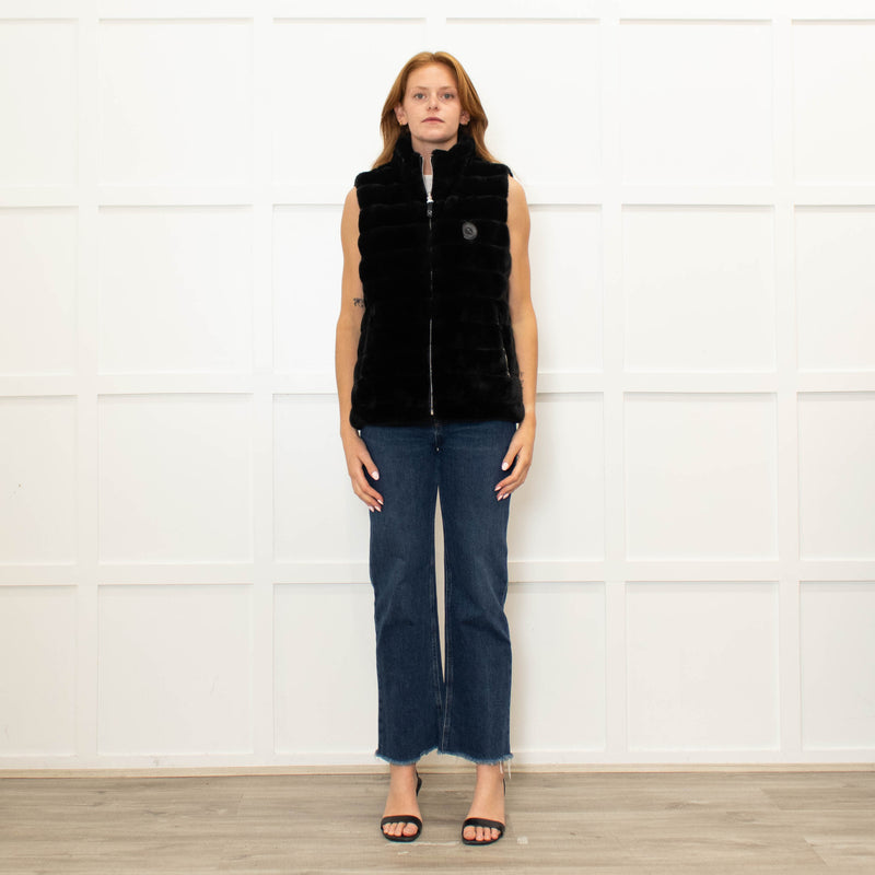 Chervo Black Ivince 999 Faux Fur Quilted Reversible Gilet