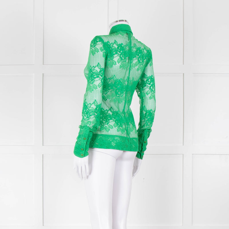 Ganni Bright Green Lace Shirt
