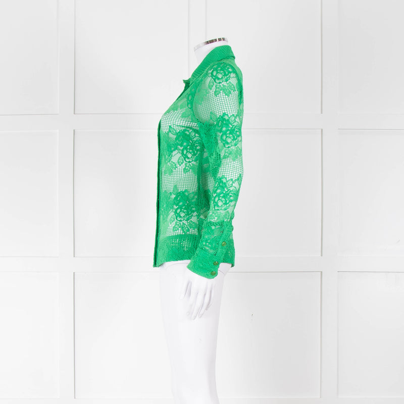 Ganni Bright Green Lace Shirt