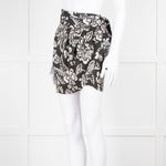 Isabel Marant Black White Floral Silk Wrap Skirt
