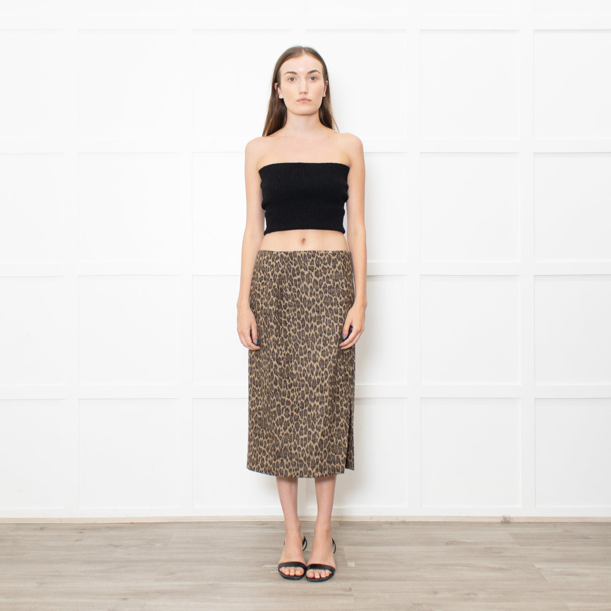 Theory Thigh Split Animal Print Pencil Skirt