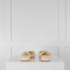 Chanel Cream Blue Cap Toe Flat Leather CC Slingbacks