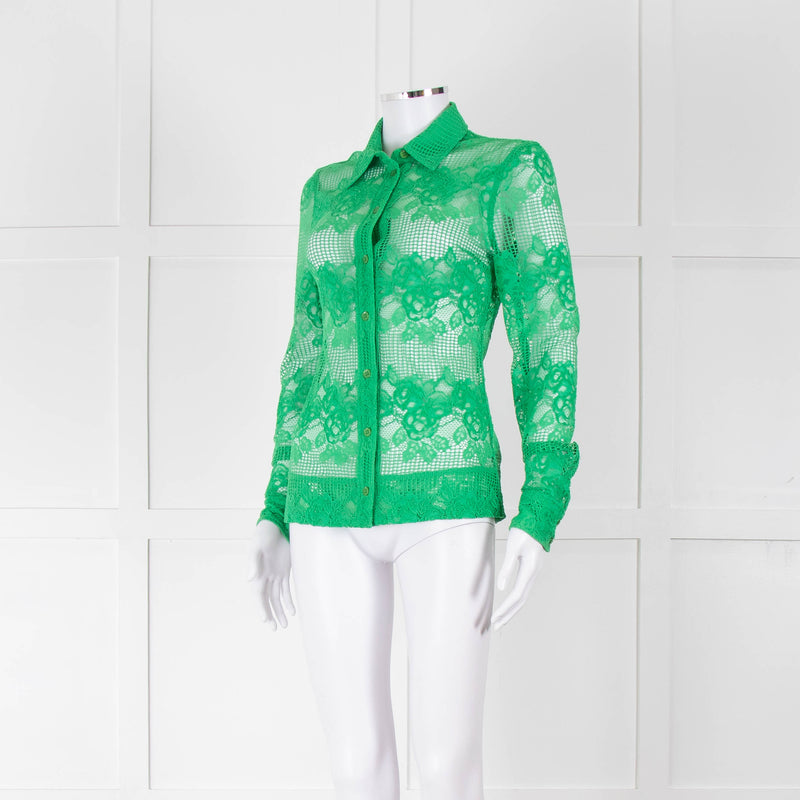 Ganni Bright Green Lace Shirt